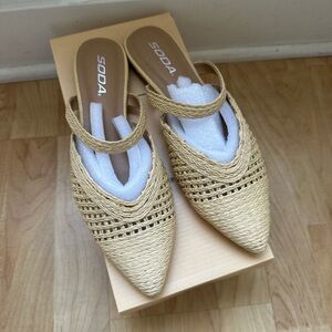 Soda Women's Tan Woven Flats